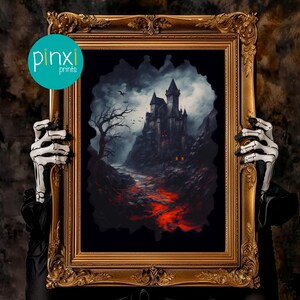 Count Dracula&#39;s Castle, Art Print, Wall Decor, Vintage Poster, Horror Print, Poster Print, Halloween Print, Gothic Print, Unframed