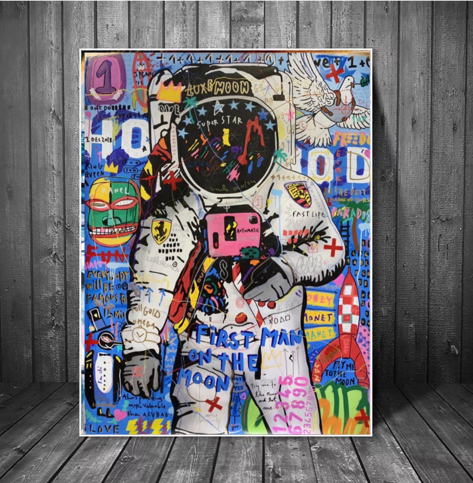 Astronaut Graffiti Art Print on Canvas Street Art Print on Etsy
