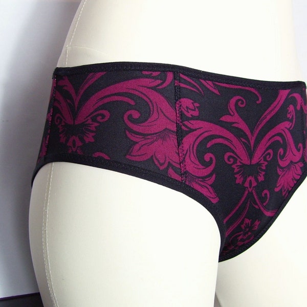 Dark Floral Hipster Mid-Rise Panties Gothic Baroque MTO S M L XL
