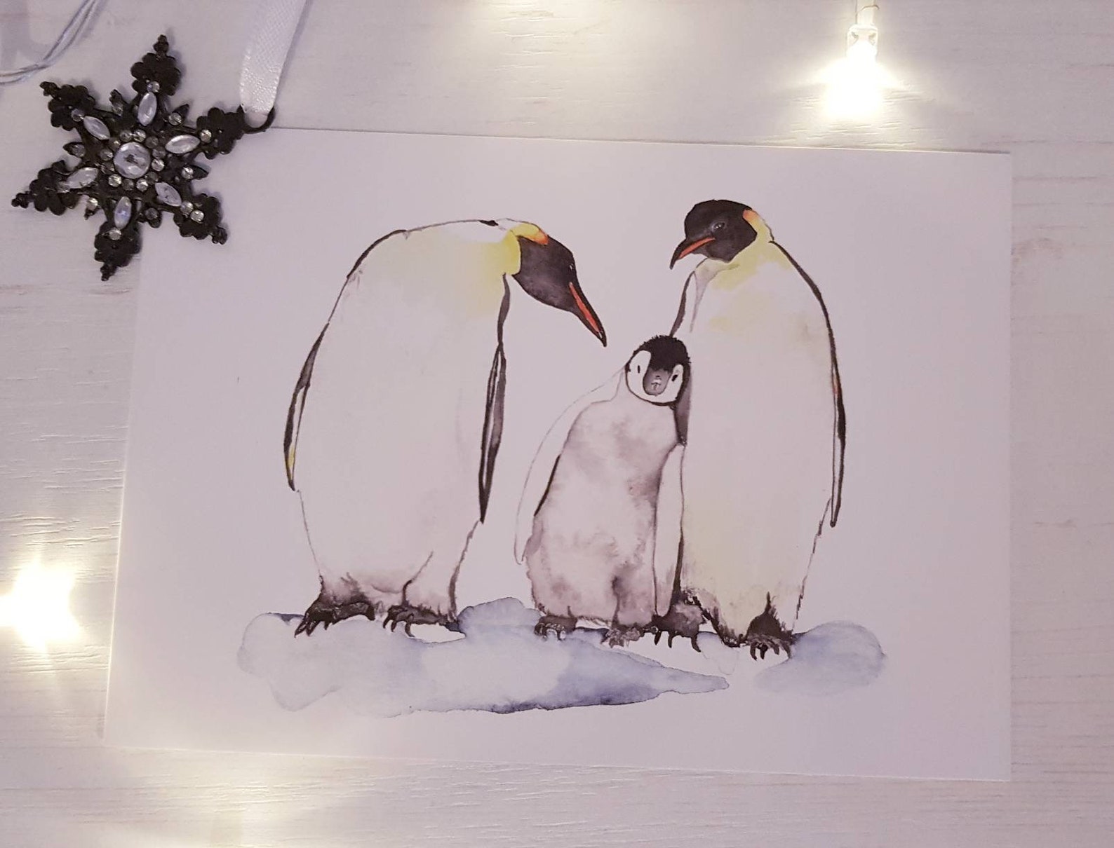 Karten Pinguin 2 Stück Pinguinfamilie Postkarte Aquarell | Etsy