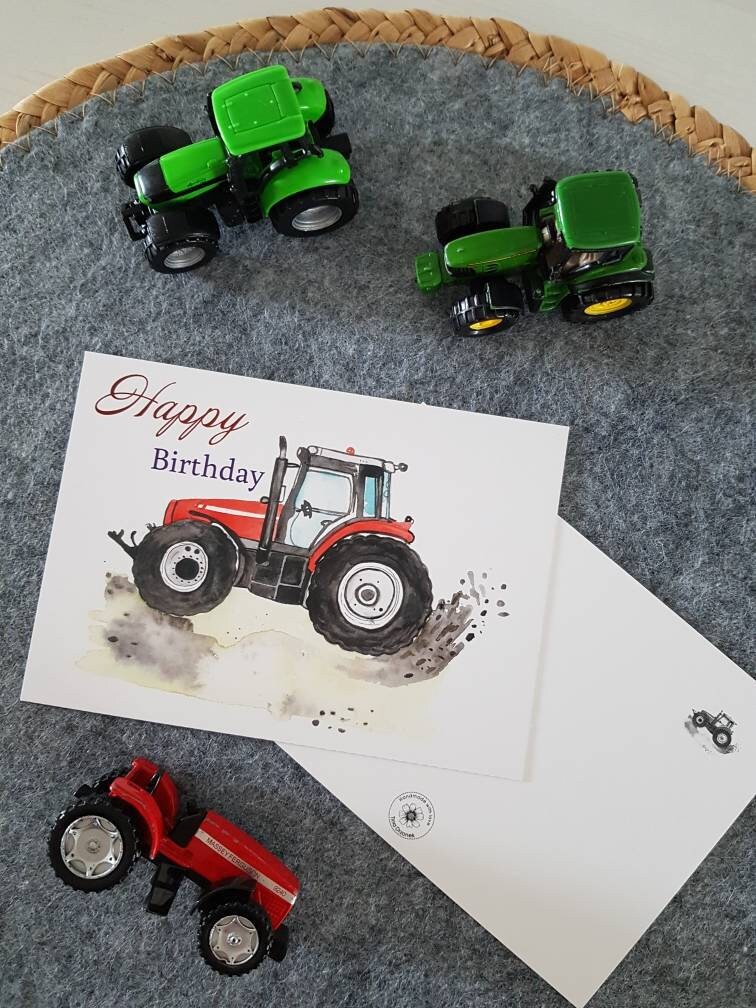 Trecker Geburtstagskarte Traktor Karte Trecker Karte Happy Etsy