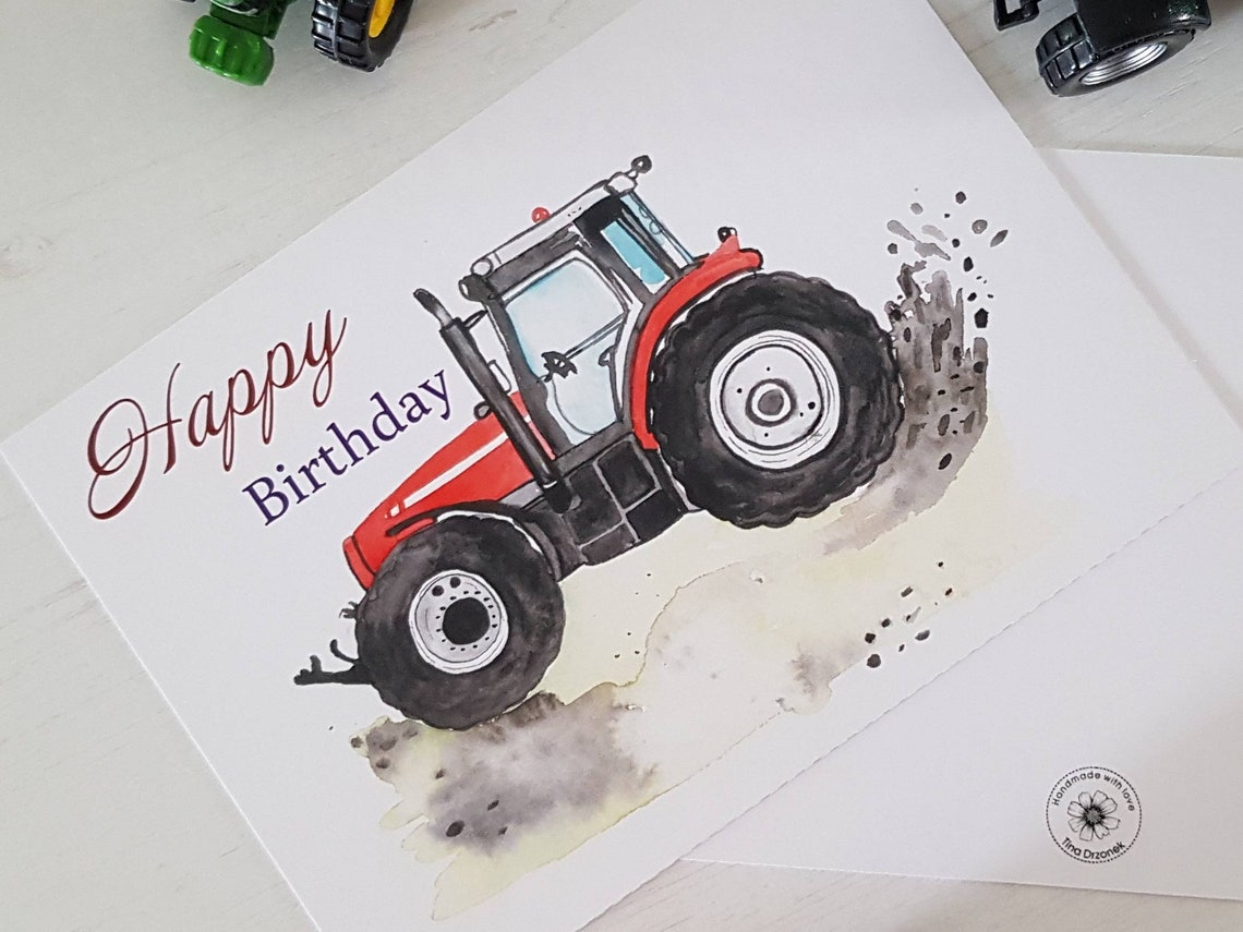 Trecker Geburtstagskarte Traktor Karte Trecker Karte Happy Etsy