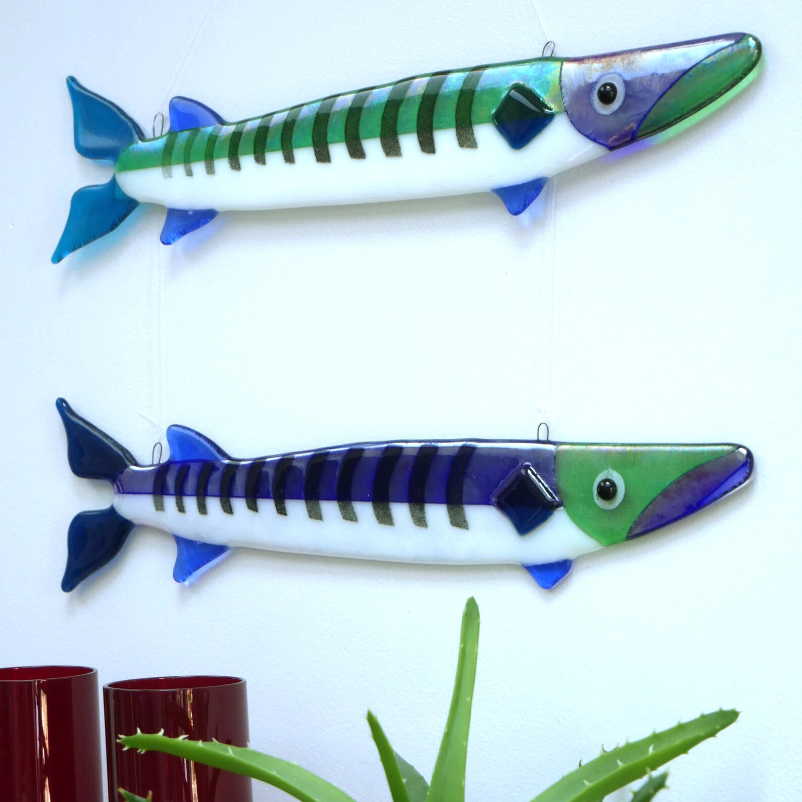 Barracuda Fish Art Wall Decoration made from Fused Glass | Etsy