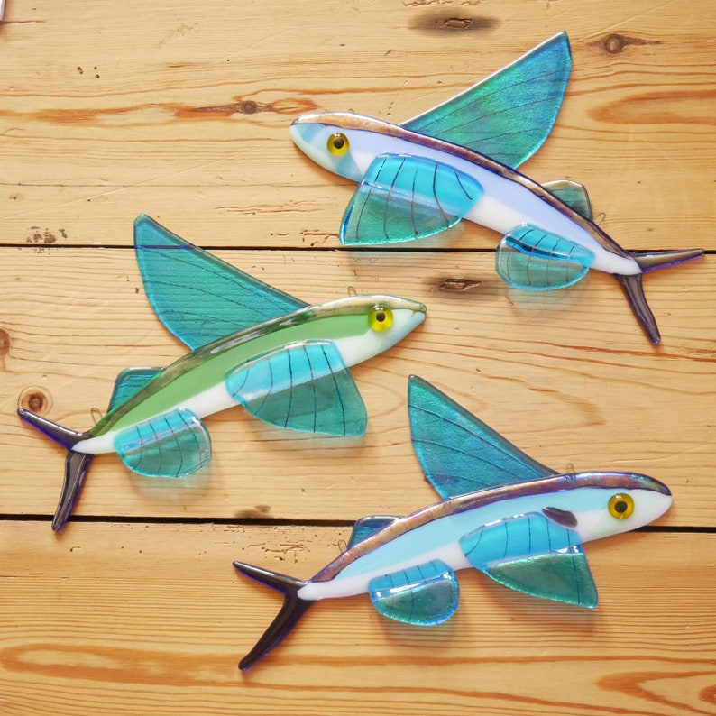 Fused Glass Lying Fish Wall Hanging Decoration Etsy