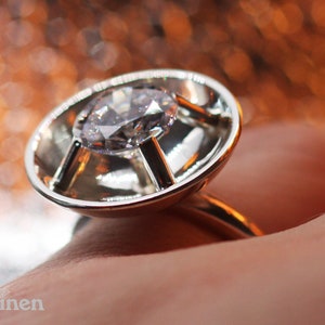 Silver ring with 10 mm zirconia stone