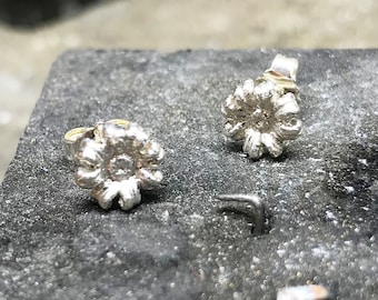 Silver stud earrings - Pennatulida Flowers I - Small