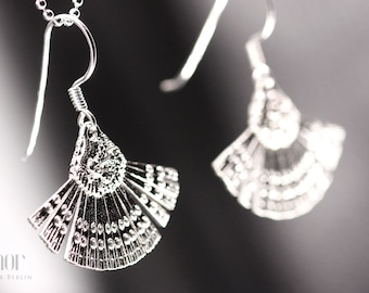 Earrings in fan shape in silver - Diatomea I