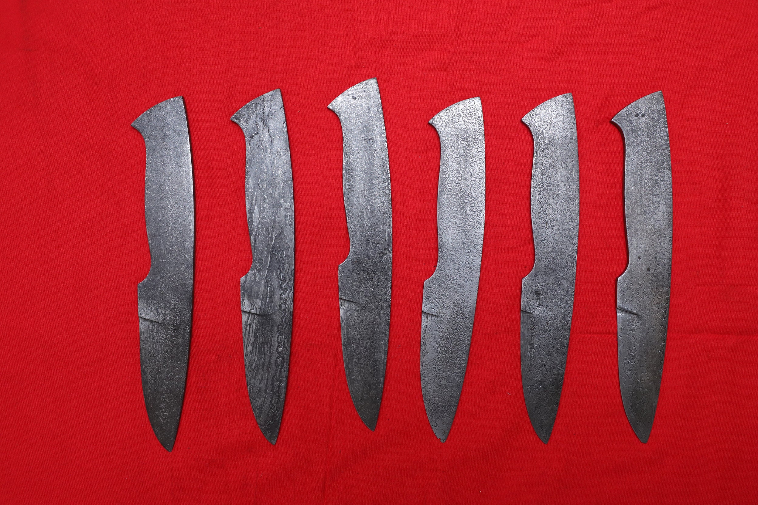 Lot of 6 Damascus steel Knife Blades Etsy