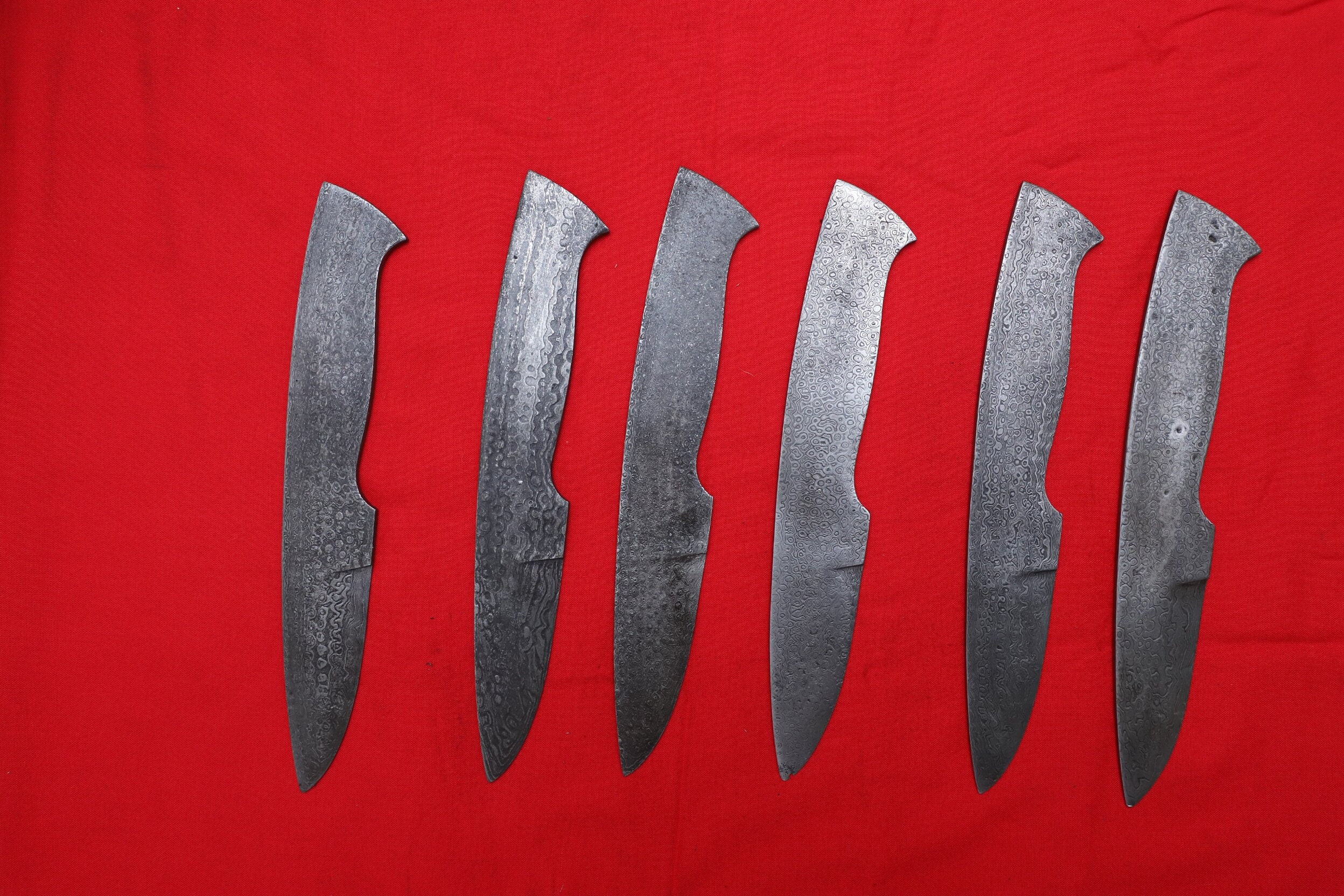 Lot of 6 Damascus steel Knife Blades Etsy