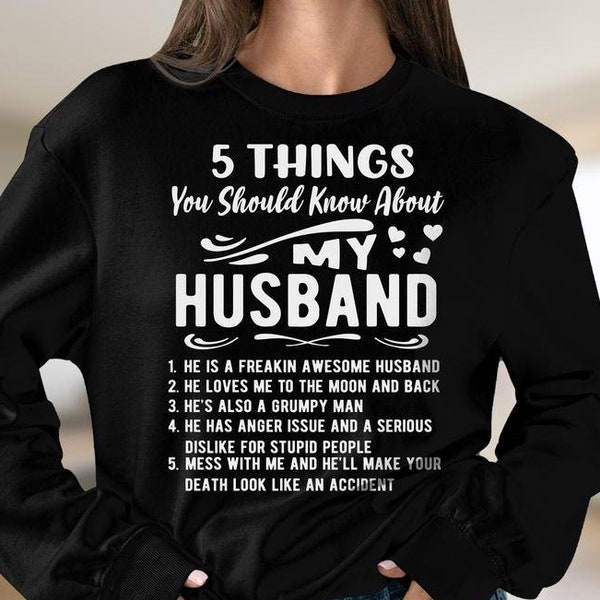 Funny Wife SVG, Funny Gift For Wife, 5 Things You Should Know About My Husband SVG, Best Wife Svg, Christmas Gift For Wife svg, png, Cricut