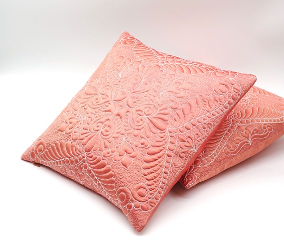 Ruwado Dekokissenbezug Aus Dupion Seide – 40x40 Cm, Rosa-beige Mit Muster, Inkl. Reißverschluss, Aus Indien