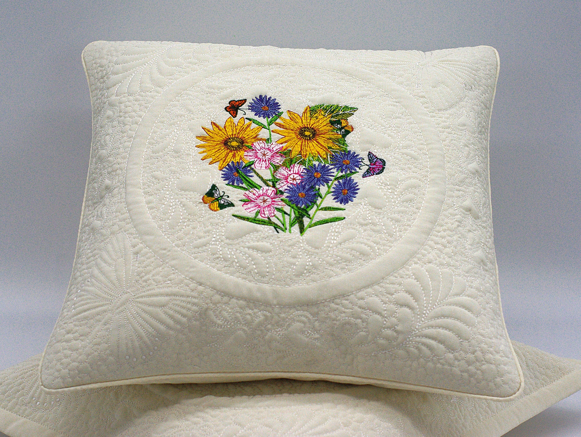 Floral Embroidered Pillow Wild Flowers for Spring Easter Etsy