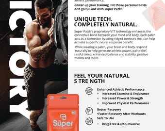 Victory Super Patch – Cerotto vibrotattile per le prestazioni atletiche / Aumento di forza e agilità / Non invasivo • Benessere senza farmaci