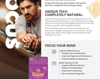 Super Patch Focus – Cerotti / Cerotto per la concentrazione indossabile 24 ore