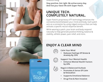 Peace Super Patch | Wsparcie w walce ze stresem i lękiem, bez leków (28 plastrów w opakowaniu)