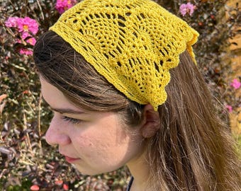 Pattern - Pineapple Lace Crochet Head Covering + FREE Diagram