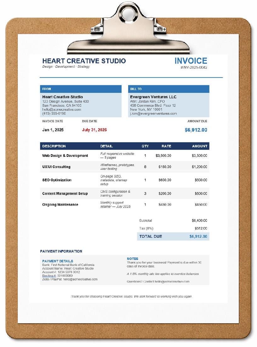 Editable Simple Invoice Template for Word, Printable Invoice Design ...