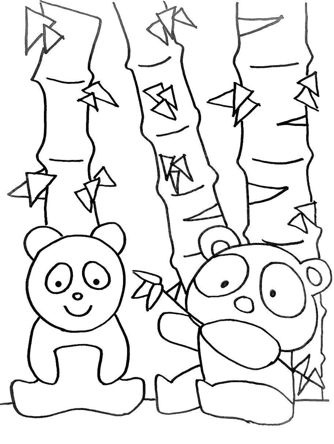 Panda and Bamboo Coloring Page for Fun Printable Digital | Etsy