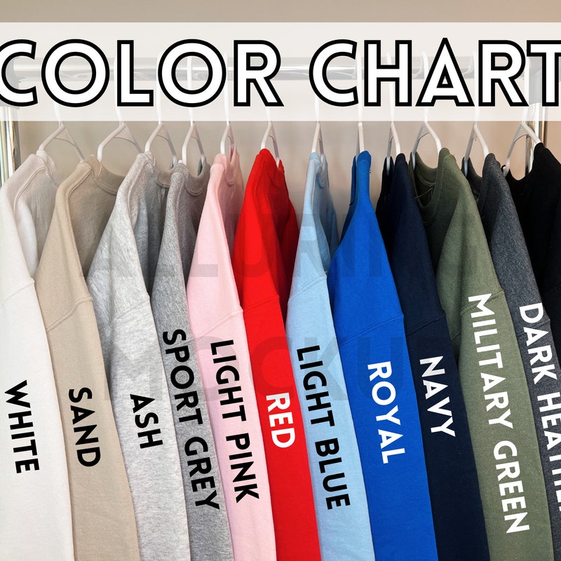 Gildan 1800 Color Chart Etsy