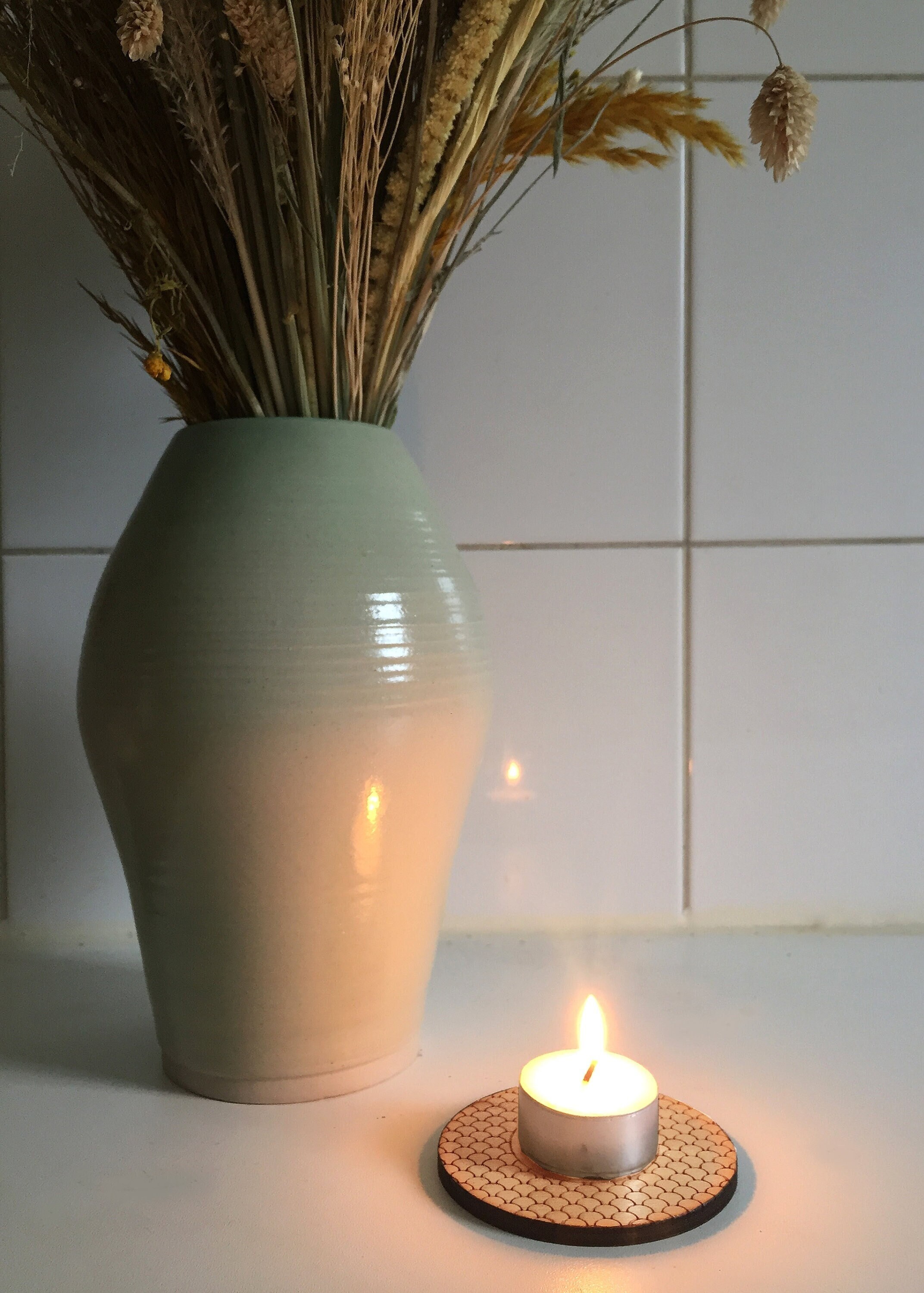 x4 Porte-Bougie Bougeoir en Bois