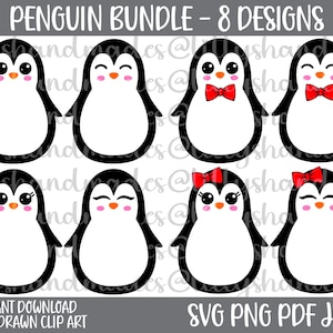 Paquete de pingüino svg, pingüino png, pingüino clipart, pingüino vector, pingüinos svg, pingüino lindo svg, archivo de corte de pingüino, pingüino clip art