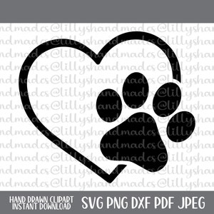 Patte coeur Svg coeur Svg, amour de chien Svg empreinte de pattes de chien, Svg de patte de chien, Svg de patte de chat, coeur empreinte de pattes Svg empreinte de patte coeur Svg, Svg pour amoureux des chiens