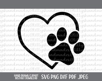 肉球ハートSVG、犬ママ猫ママ、動物好きPNG