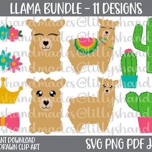 Fichiers Svg de Lama, Svg visage de Lama, Lama Png, vecteur de Lama, Clipart de Lama, maman Lama Svg, Svg de couronne de fleurs, Cactus Svg, Svg de succulentes