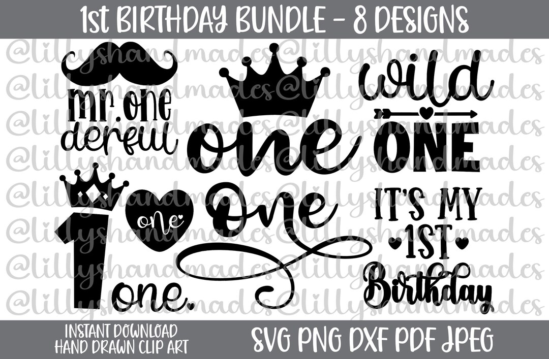 My First Birthday Svg, One Svg Bundle, Wild One Svg, One Cake Topper ...