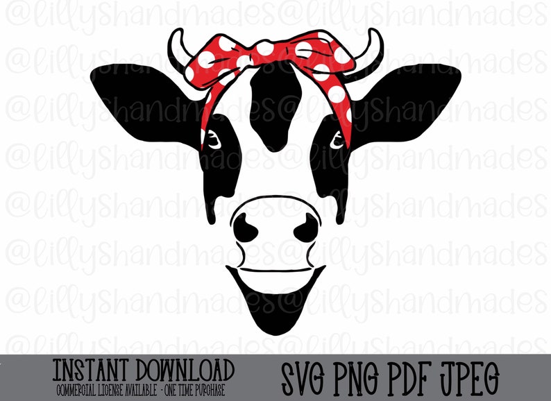Download Cow With Bow Svg Cow Vector Animal Bandana Svg Cow With | Etsy
