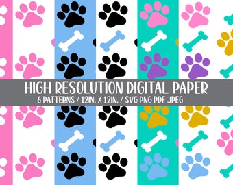 Paw Print Svg Pattern, Paw Print Pattern, Paw Print Overlay, Paw Print Digital Paper, Paw Print Stencil, Dog Digital Paper, Dog Overlay