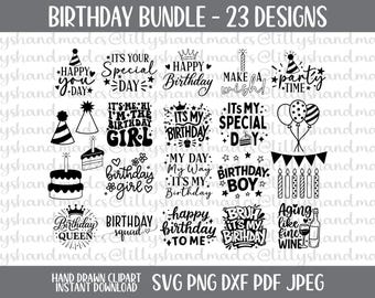 Happy Birthday Svg Bundle, Its My Birthday Svg, Birthday Png, Birthday Boy Svg, Birthday Queen Svg, Birthday Girl Svg, Birthday Squad Svg