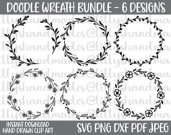 Paquete de imágenes SVG de coronas florales, imágenes prediseñadas PNG de coronas de hojas botánicas
