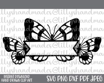Butterfly Monogram Svg, Baby Girl Onesie Svg, Toddler Girl Svg, Butterfly Svg, Banner Svg, Baby Girl Svg Files, Little Girl Svg New Baby Svg