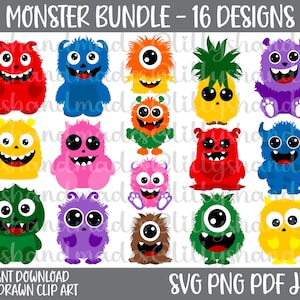 Monster-Svg-Bundle, Monster-Png, Monster-Clipart, süßes Monster-Svg, Monster-Gesicht-Svg, kleines Monster-Svg, Monster-Svg, Monster-Clipart