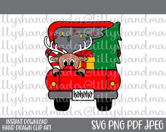 Christmas Truck Svg, Christmas Truck Png, Christmas Shirt Svg, Cute Reindeer Svg, Reindeer Truck Svg, Christmas Svg, Christmas Png