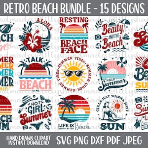 Pacchetto Svg da spiaggia retrò, Retro Summer Svg, Beach Vibes Svg, Resting Beach Face Svg, Beach Please Svg, Citazioni sulla spiaggia Svg, Spiaggia a tema Svg