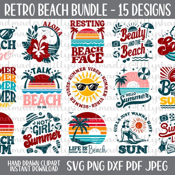 Retro Beach Svg Bundle, Retro Summer Svg, Beach Vibes Svg, Resting Beach Face Svg, Beach Please Svg, Beach Quotes Svg, Beach Themed Svg