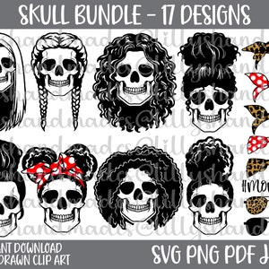 Mom Life Svg Bundle, Mom Life Png, Skull Svg, Mom Svg, Girl Skull Svg, Messy Bun Svg, Cute Skull Svg, Afro Woman Svg, Skull Png