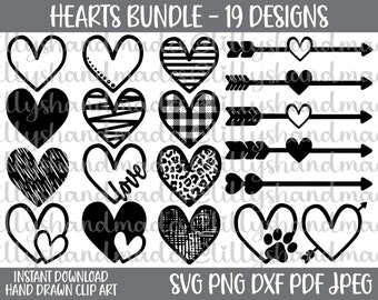 Heart SVG Bundle, Hearts PNG Clipart