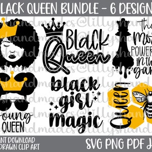 Pacchetto Svg Regina Nera, Donna Nera Svg, Ragazza Nera Svg, Donna Afro Svg, Ragazza Afro Svg, Ragazza Nera Magica Svg, Melanina Svg, Regina Afro Svg