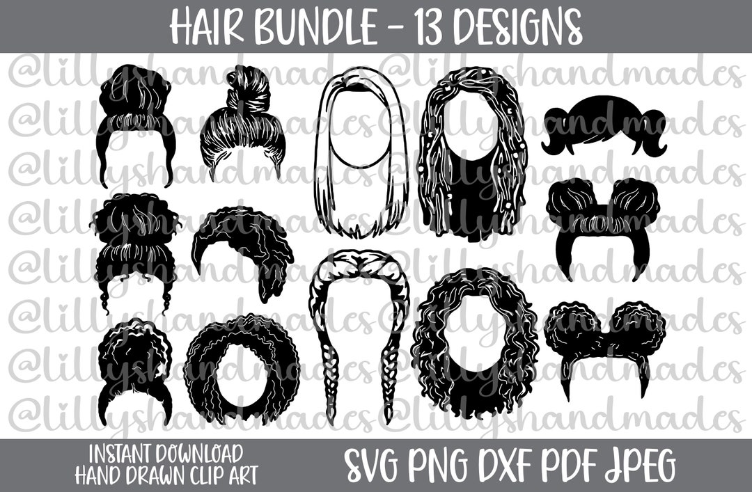 Moño desordenado svg, pelo rizado svg, pelo afro svg, rastas svg ...