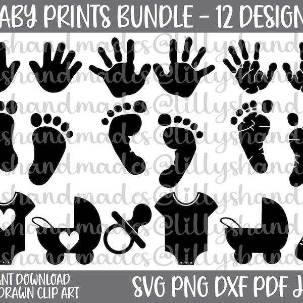 Baby Feet Svg, Footprint Svg, Handprint Svg, Baby Hands Svg, Hand Print Svg, Feet Svg, Hands Svg, Pacifier Svg, Newborn Clipart, Foot Svg