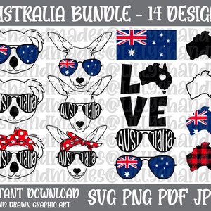 Australia Svg, Koala Svg, Australian Koala Clipart, Kangaroo Svg, Australia Clipart, Australia Shirt Svg, Kangaroo Png, Kangaroo Vector