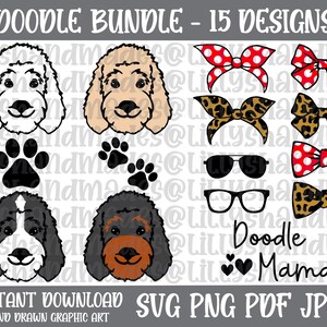 Pacchetto Doodle Svg, Goldendoodle Svg, Sheepadoodle Svg, Bernedoodle Svg, Labradoodle Svg, Doodle Mamma Svg, Doodle Cane Svg, Doodle Papà Svg