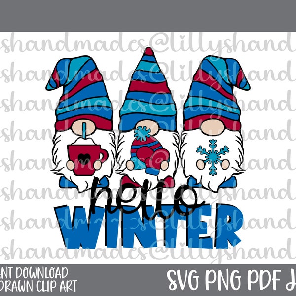 Hello Winter Svg Files, Winter PNG, Winter Svg Designs, Winter Vector, Winter Sublimation, Gnomes SVG, Gnomes Png, Gnome Svg, Gnome Png