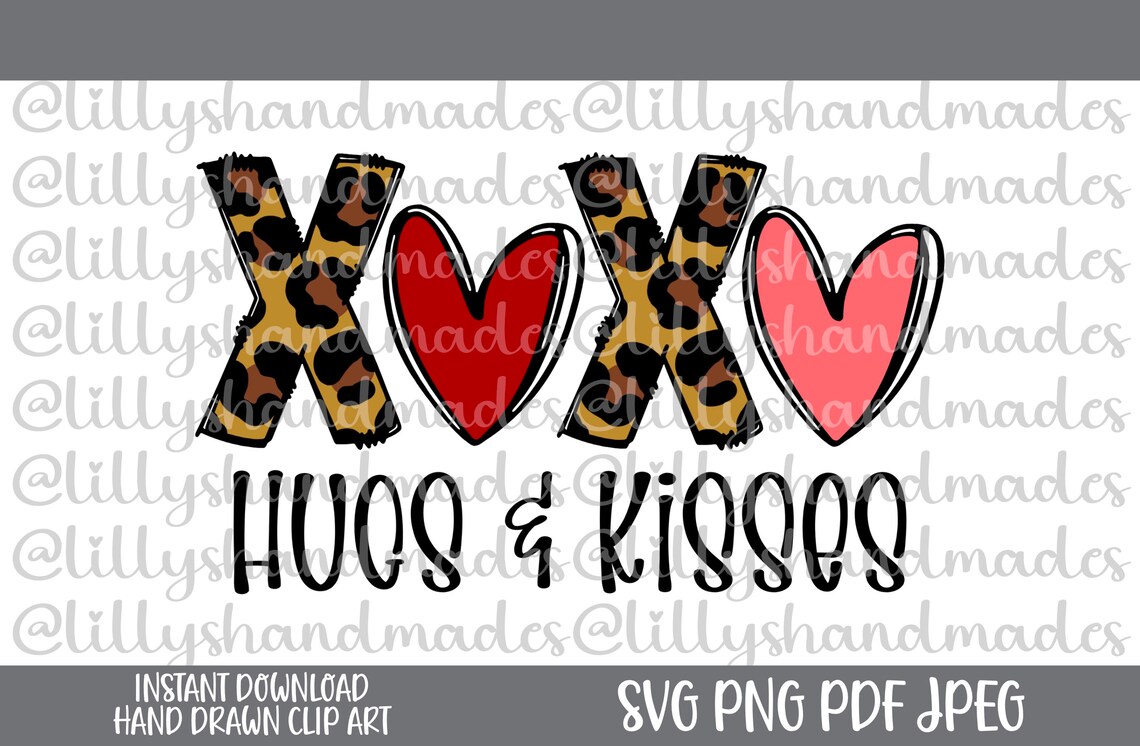 XOXO Hugs Kisses SVG, Valentine's Day Love PNG - Etsy