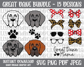 Great Dane Svg Bundle, Great Dane Png, Great Dane Clipart, Great Dane Vector, Great Dane Mom Svg, Great Dane Dad Svg, Great Dane Sticker Png