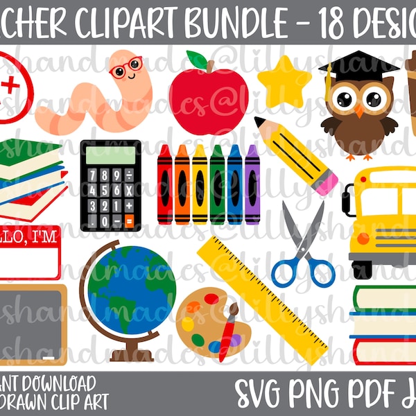 Lehrer-SVG-Bundle, Schullehrer-Cliparts, Buntstift-SVG, Lineal-SVG, Bücherwurm-SVG, Bleistift-SVG, Schulbus-SVG, Bücherstapel-SVG, Schere-SVG