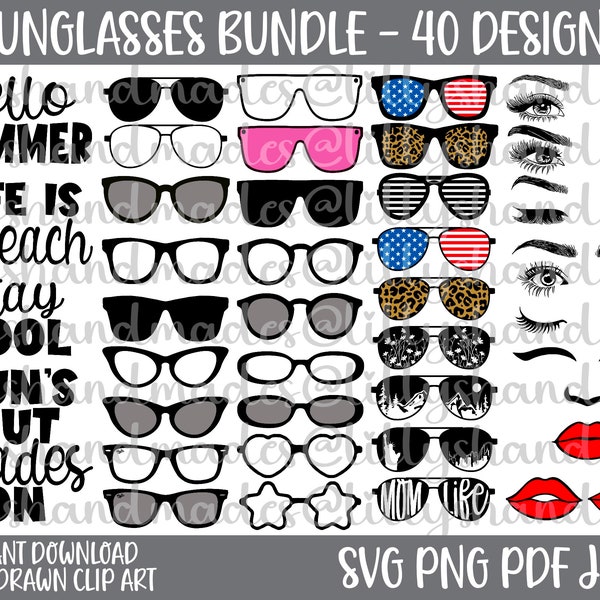 Sunglasses Svg, Glasses Svg, Sunglasses Png, Glasses Png, Sunglasses Clipart, Glasses Clipart, Eyes Svg, Eyebrows Svg, Summer Svg